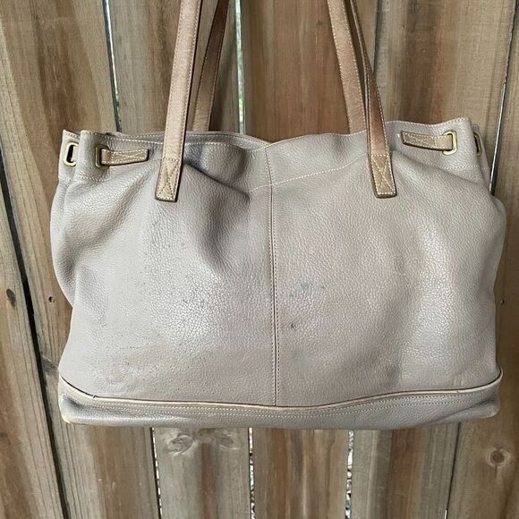 Vintage 70s LIZ CLAIBORNE Pebble Leather Slouchy Shoulder Bag Big Tote - Picture 4 of 11